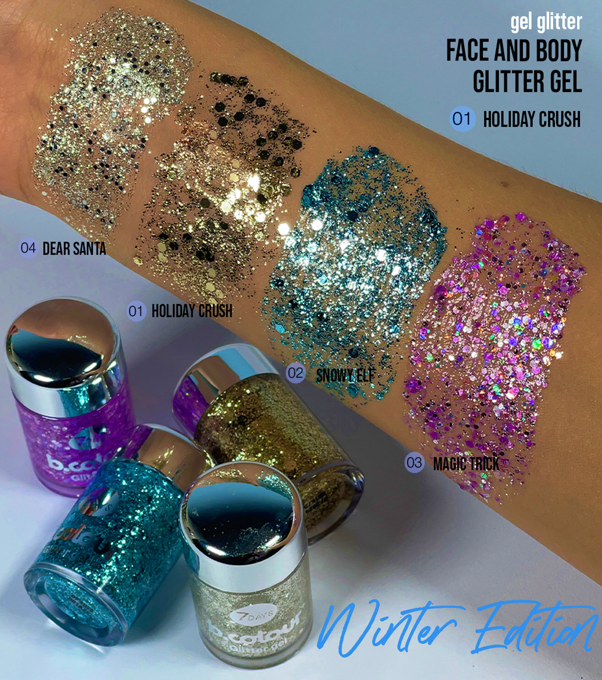 7DAYS - *Winter Edition* - Gel glitter per viso e corpo - 03: Magic Trick