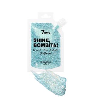 7DAYS - Glitter gel per viso, capelli e corpo Shine, Bombita! - 905: Brilliant Blue