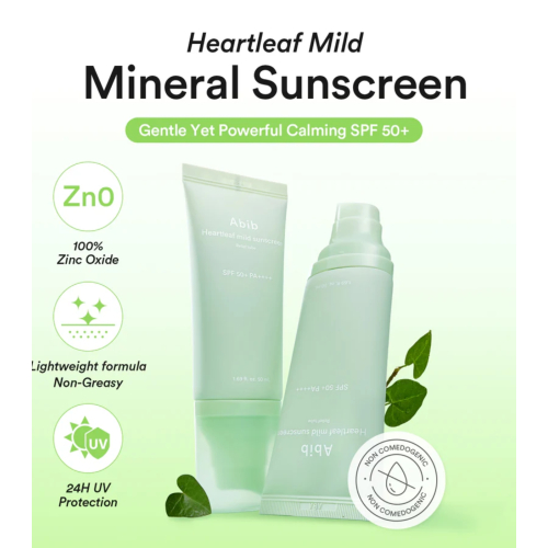 Abib - Crema solare per il viso Heartleaf Mild SPF50+ PA++++