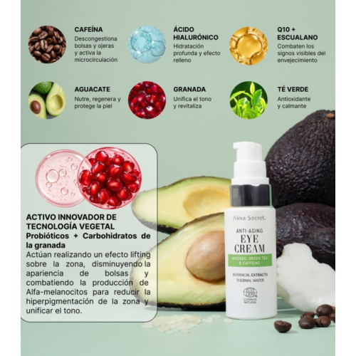 Alma Secret - Contorno occhi multi-riparatore e anti-invecchiamento con avocado - 20ml