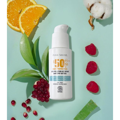 Alma Secret - Crema viso ad alta protezione solare SPF50 per tutti i tipi di pelle