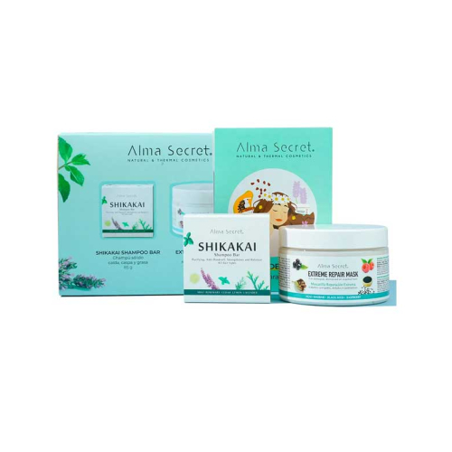 Alma Secret - Set regalo shampoo solido Shikakai  + maschera Extreme Repair