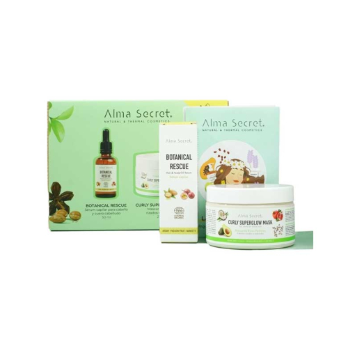 Alma Secret - Set regalo siero per capelli Botanical Rescue + maschera Curly Superglow