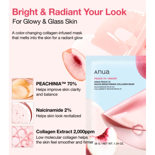 Anua - Maschera Illuminante al Collagene Peach 70
