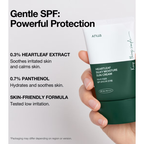 Anua - Protezione solare per il viso Heartleaf Silky Moisture SPF50+ PA++++