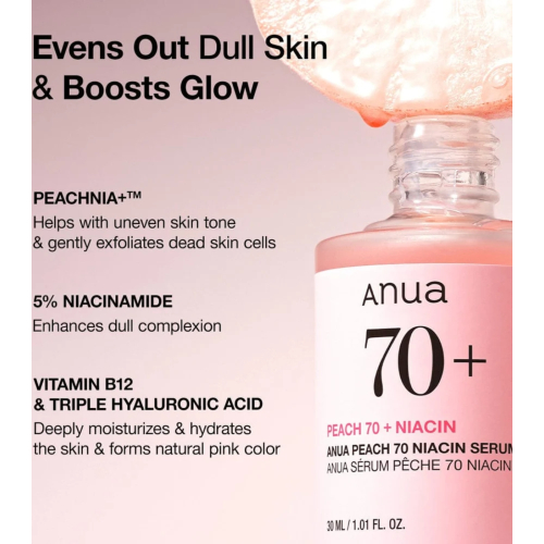 Anua - Siero arricchito con estratto di pesca al 70% e niacinamide