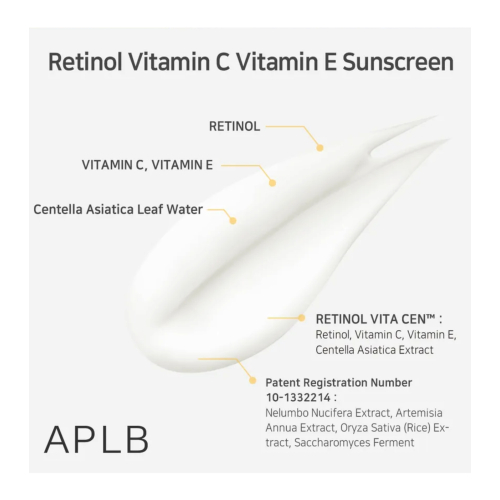 APLB - Protezione solare per il viso Retinol Vitamin C Vitamin E SPF50+ PA++++