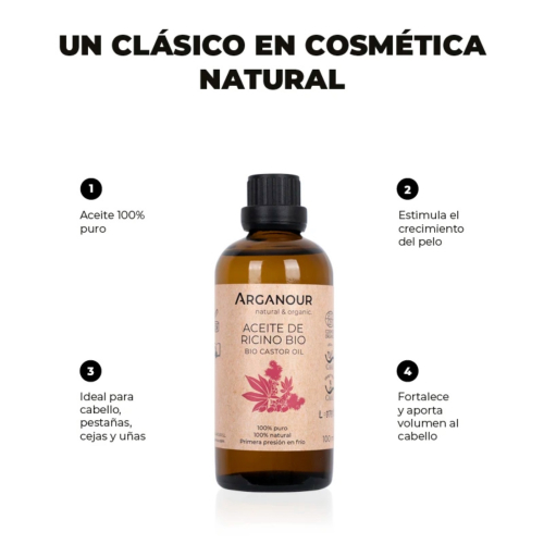 Arganour - Olio di ricino biologico puro al 100%.