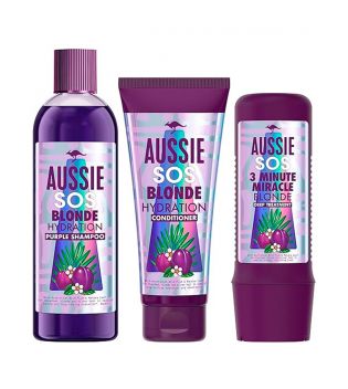 Aussie - Set regalo shampoo, maschera e balsamo SOS Blonde - Capelli biondi, con mèches o decolorati
