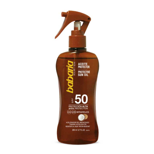 Babaria - Olio abbronzante spray al cocco 200ml - SPF50