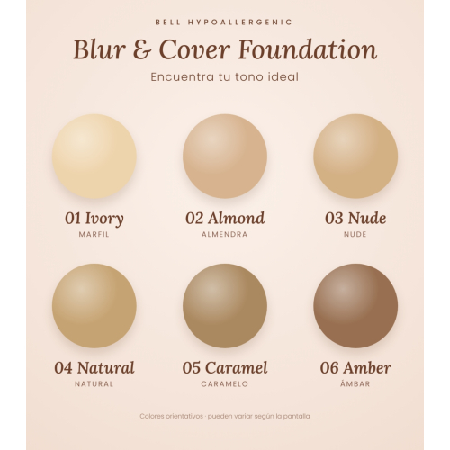Bell HYPOAllergenic - Fondotinta Blur & Cover - 01: Ivory