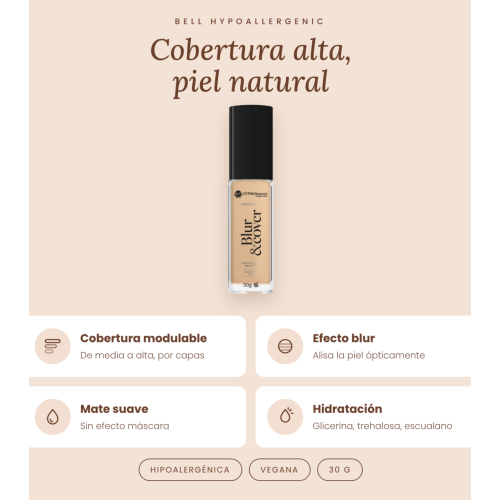 Bell HYPOAllergenic - Fondotinta Blur & Cover - 05: Caramel