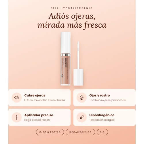 Bell HYPOAllergenic - Correttore liquido Hypo Cover Eye & Skin Concealer - 102: Deep Peach