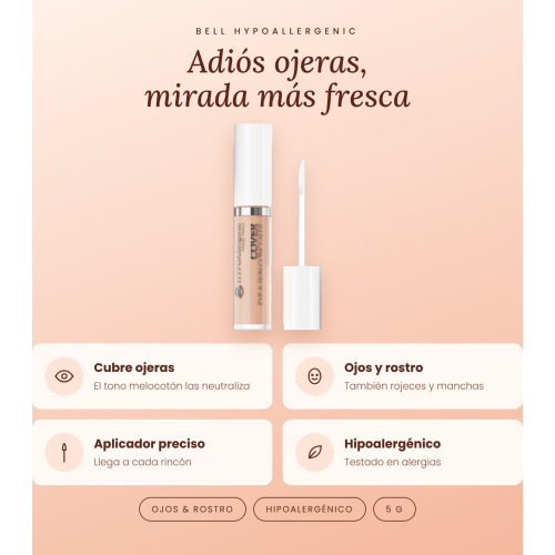Bell HYPOAllergenic - Correttore liquido Hypo Cover Eye & Skin Concealer - 101: Light Peach