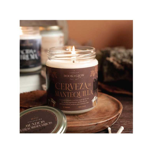 Book and Glow - *Mundos Extraordinarios* - Candela di soia vegana - Burrobirra