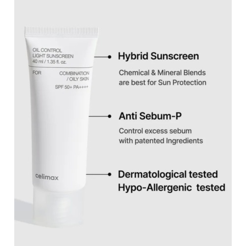 Celimax - *Oil Control* - Protezione solare per il viso Light Sunscreen SPF50+ PA++++