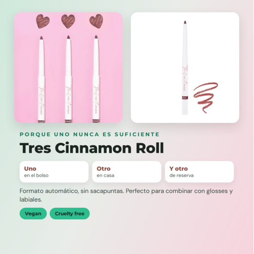 CORAZONA Pack 3 perfilatori Cinnamon Roll The Limit Lip Liner texture cremosa alta pigmentazione finitura opaca formato automatico vegan cruelty free