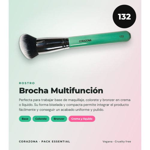 CORAZONA Pack Brochas Essential con 5 Strumenti per Trucco e Regalo Cubilete Vegane e Cruelty Free