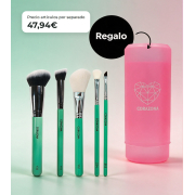 CORAZONA Pack Brochas Essential con 5 Strumenti per Trucco e Regalo Cubilete Vegane e Cruelty Free