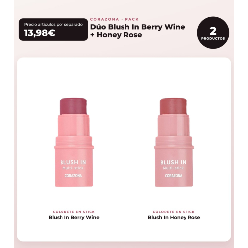 CORAZONA - Pacchetto Dúo Fard Blush In Berry Wine + Honey Rose