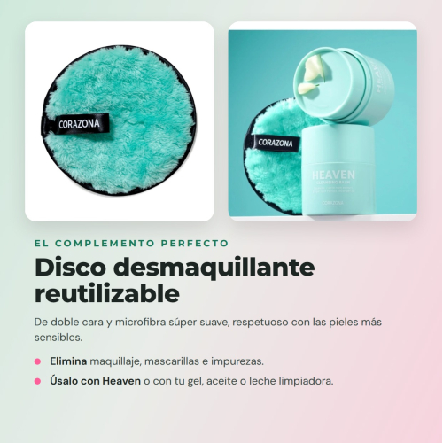 CORAZONA Pack Skincare Doppia Pulizia - Balsamo Heaven, Gel Hero Fresh e Disco Riutilizzabile per Pelle Pulita e Fresca