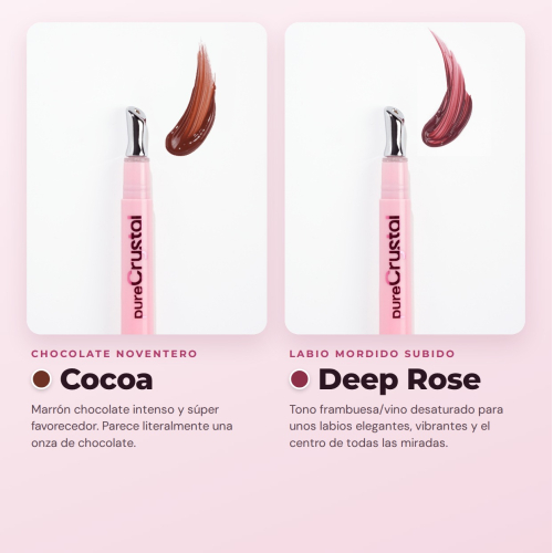 CORAZONA - Set di Siero Labbra Tinto in Pure Crystal Edizione Limitata - 6 Tinte Labbiali Siero con Applicatore Metallico Effetto Freddo - Finitura Glossy e Tinta a Lunga Durata