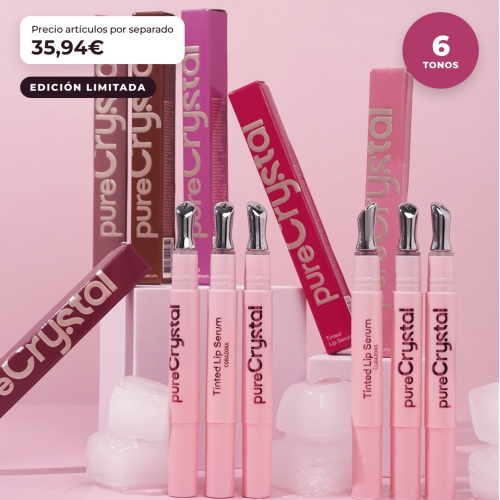 CORAZONA - Set di Siero Labbra Tinto in Pure Crystal Edizione Limitata - 6 Tinte Labbiali Siero con Applicatore Metallico Effetto Freddo - Finitura Glossy e Tinta a Lunga Durata