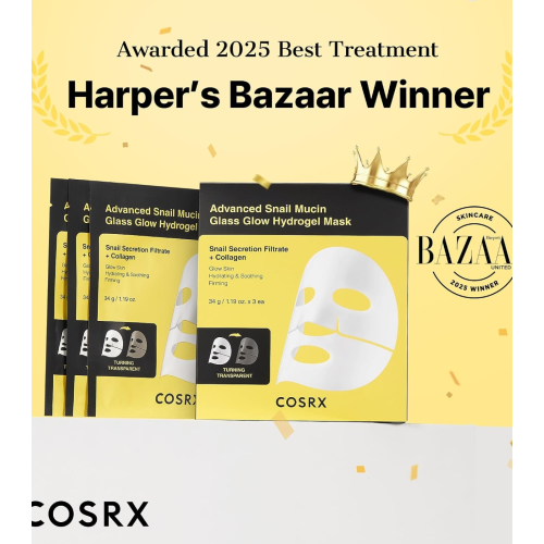 COSRX - Pacchetto da 3 maschere facciali Advanced Snail Mucin Glass Glow