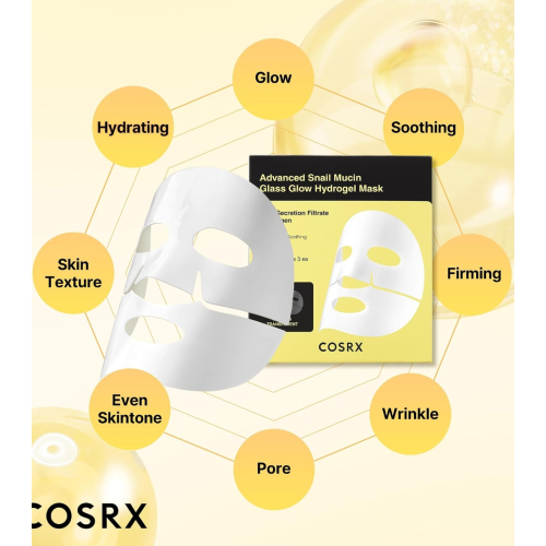 COSRX - Pacchetto da 3 maschere facciali Advanced Snail Mucin Glass Glow