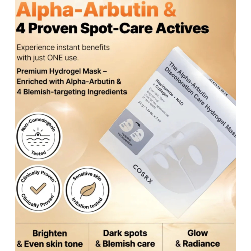 COSRX - Confezione da 3 maschere viso illuminanti The Alpha-Arbutin