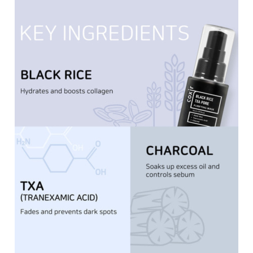 COXIR - Maschera viso purificante Black Rise Txa Pore