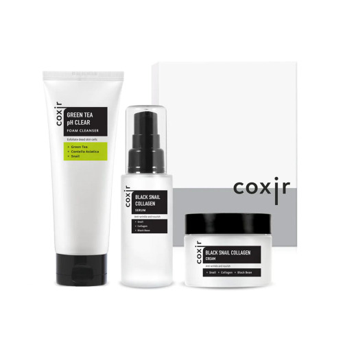 COXIR - Set per la cura del viso anti-macchie Black Snail Gift Set