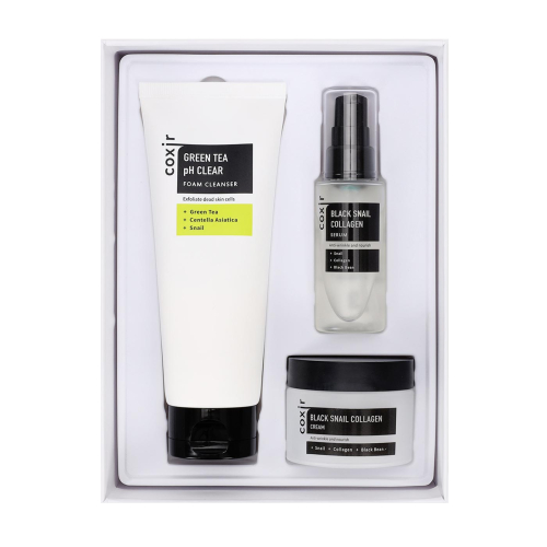 COXIR - Set per la cura del viso anti-macchie Black Snail Gift Set