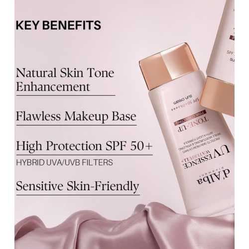 D'Alba - Crema solare per il viso Tone-Up Pink Correcting SPF50+ PA++++