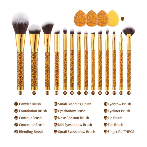 Docolor - Set pennelli Leopard (15 pezzi)