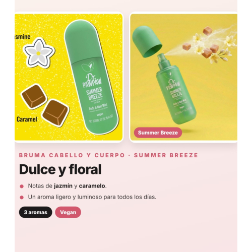 Dr. PAWPAW - Confezione da 3 Brumas Perfumate per Capelli e Corpo Tropical Haze, Beach Paradise e Summer Breeze
