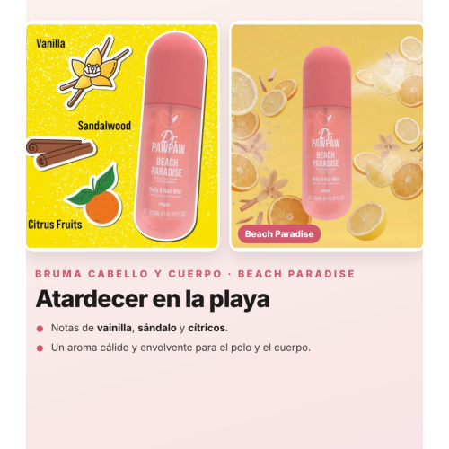 Dr. PAWPAW - Confezione da 3 Brumas Perfumate per Capelli e Corpo Tropical Haze, Beach Paradise e Summer Breeze