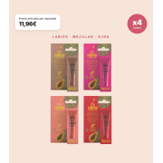 Dr. PAWPAW - Confezione da 4 Balsami Labbra Multifunzionali con Color Ultimate Red, Rich Mocha, Hot Pink e Peach Pink per Labbra, Guance e Occhi