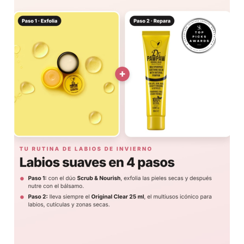 Dr. PAWPAW - Kit Pacco Invernale Labbra 5 Prodotti | Dúo Esfoliante Scrub & Nourish, Balsamo Original Clear, Maschera Overnight, Cloud Balm e Tinta Labiale Nutriente