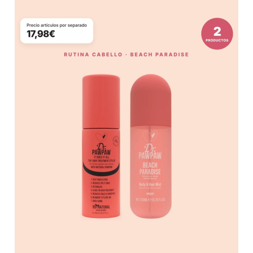 Dr. PAWPAW - Pack Routine Capelli Beach Paradise: Trattamento Capillare 7 in 1 It Does It All e Nebulizzatore per Capelli e Corpo