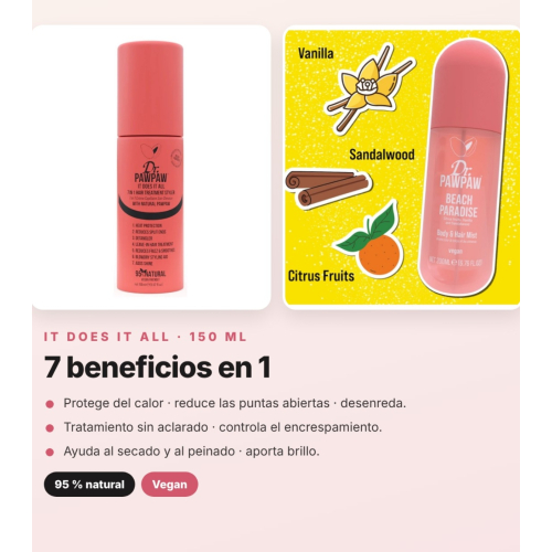 Dr. PAWPAW - Pack Routine Capelli Beach Paradise: Trattamento Capillare 7 in 1 It Does It All e Nebulizzatore per Capelli e Corpo