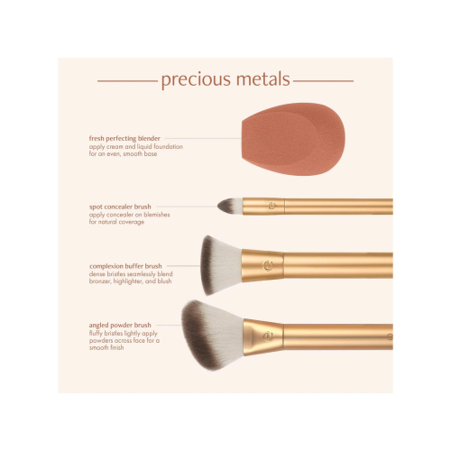 Ecotools - *Precious Metals* - Set di 3 pennelli + Spugna