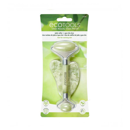 Ecotools - Rullo facciale e set di gua sha di giada