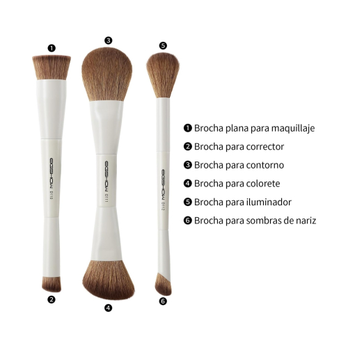 Eigshow - *Duo Series* - Set di 3 pennelli per trucco a doppia punta - White