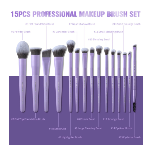 Eigshow - *Purple* - Set di 15 pennelli per il trucco