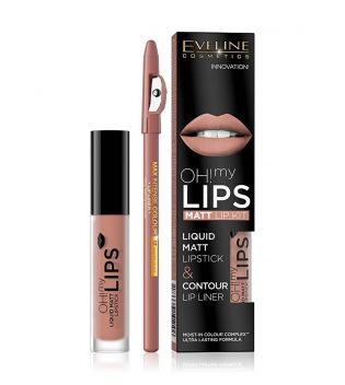 Eveline Cosmetics - Set labbra Oh! My Lips Matt Lip Kit - 08: Lovely Rose