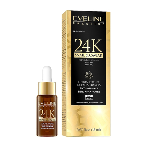 Eveline Cosmetics - Fiala siero antirughe con bava di lumaca ed estratto di caviale 24K Snail & Caviar