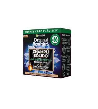 Garnier - Shampoo solido riequilibrante al carbone magnetico Original Remedies - Radici oleose, punte secche