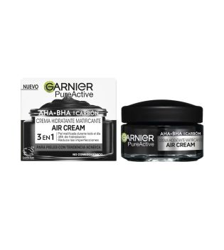 Garnier - Crema Idratante Opacizzante con AHA + BHA + Carbone Pure Active - Pelle a tendenza acneica
