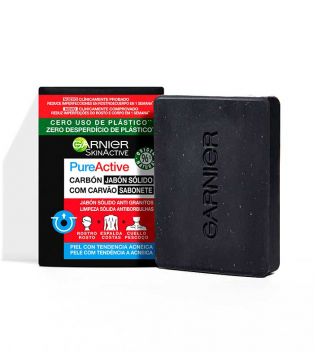 Garnier - Sapone solido Pure Active con carbone di legna e acido salicilico